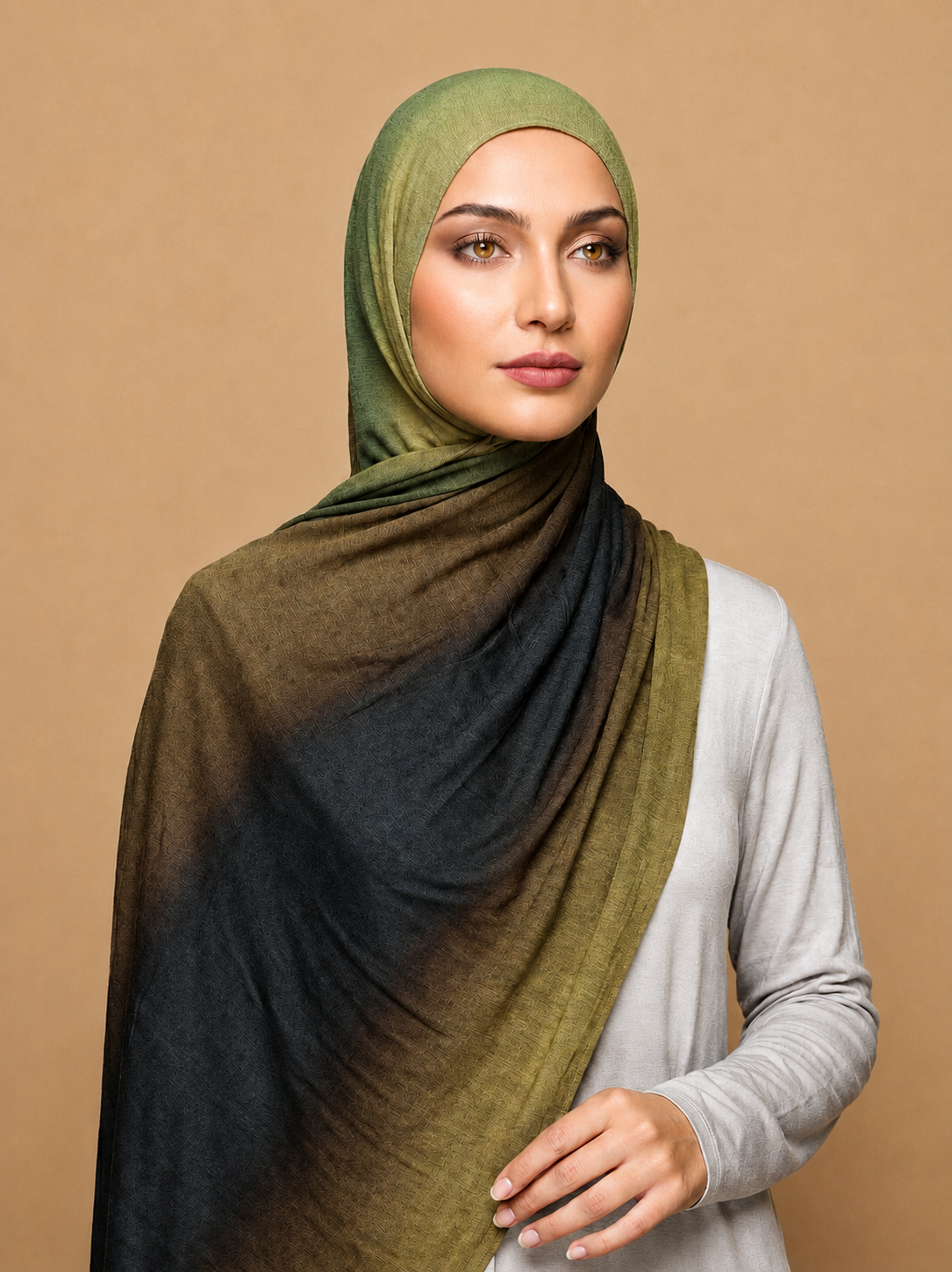 Olive Eclipse Printed Jersey Hijab