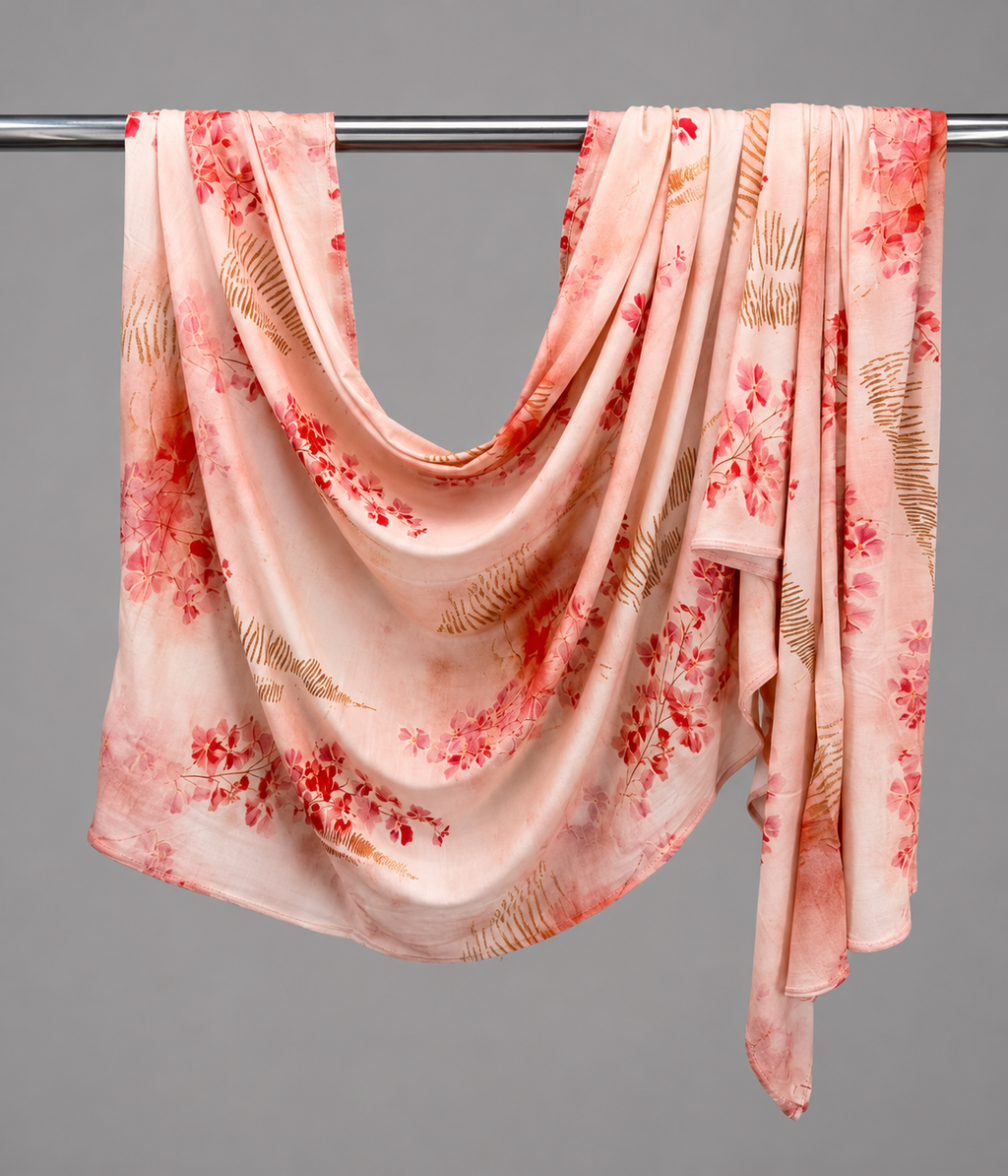 Peach Blossom Printed Jersey Hijab