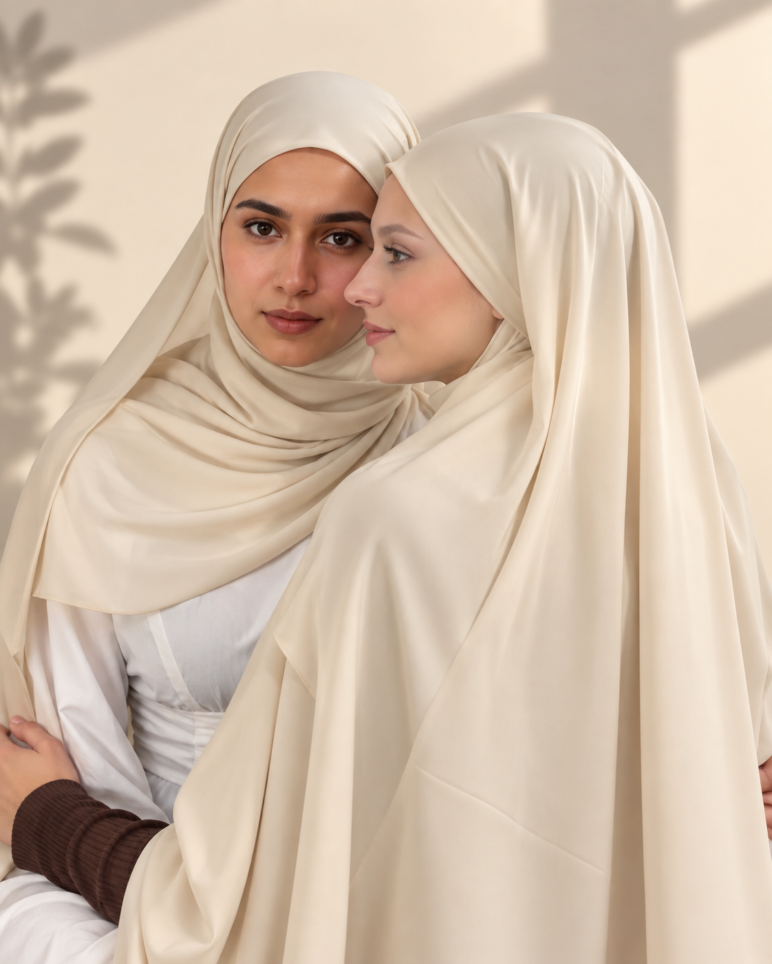 Premium Medina Silk Chiffon Hijab  – Cream