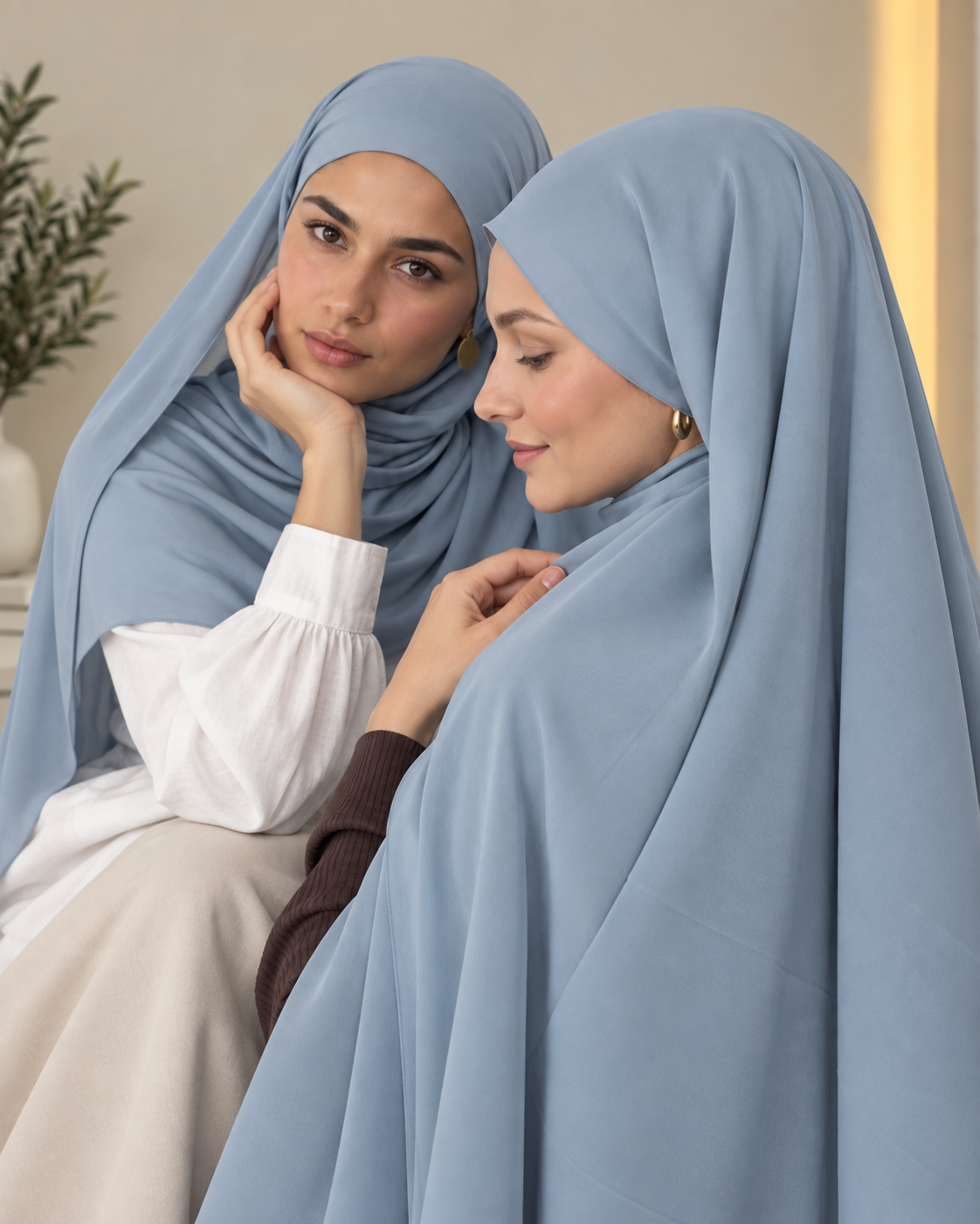 Premium Medina Silk Chiffon Hijab  – Glacier Blue