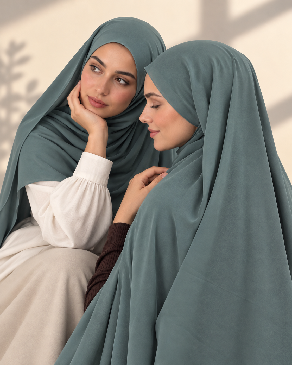 Premium Medina Silk Chiffon Hijab  – Dusty Teal