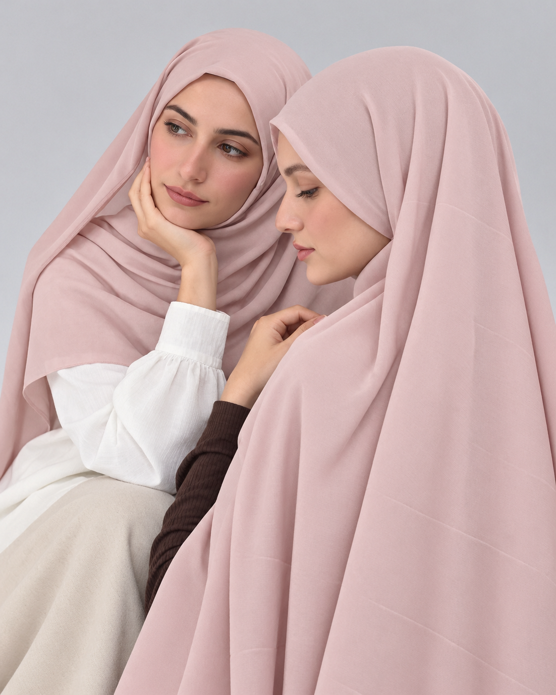 Premium Medina Silk Chiffon Hijab  –  Blush Pink