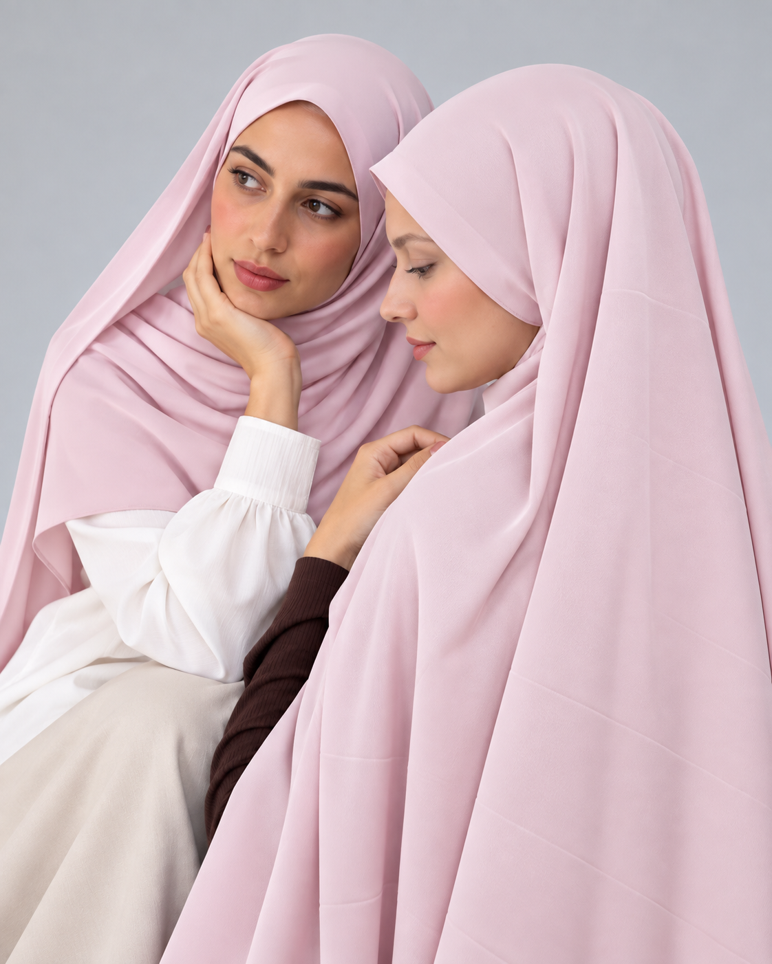 Premium Medina Silk Chiffon Hijab  –  Powder Pink