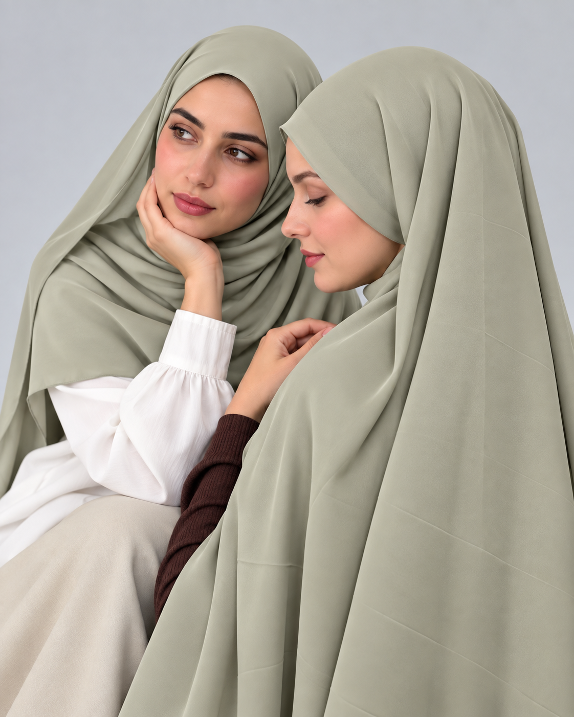Premium Medina Silk Chiffon Hijab  –  Sage