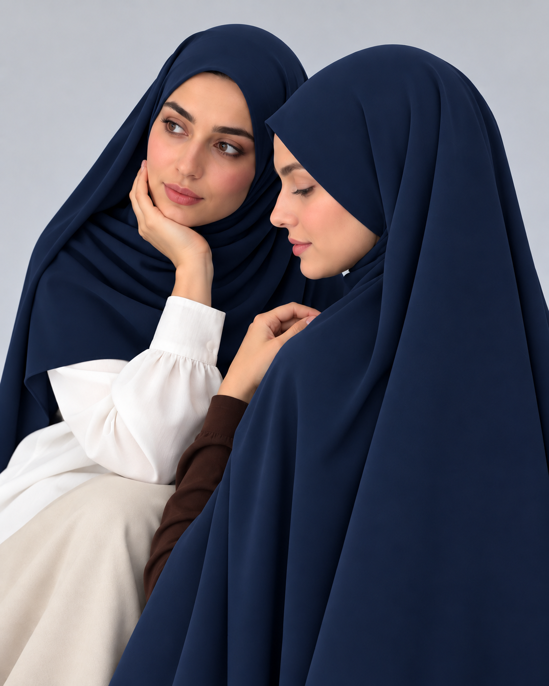 Premium Medina Silk Chiffon Hijab  –  Navy