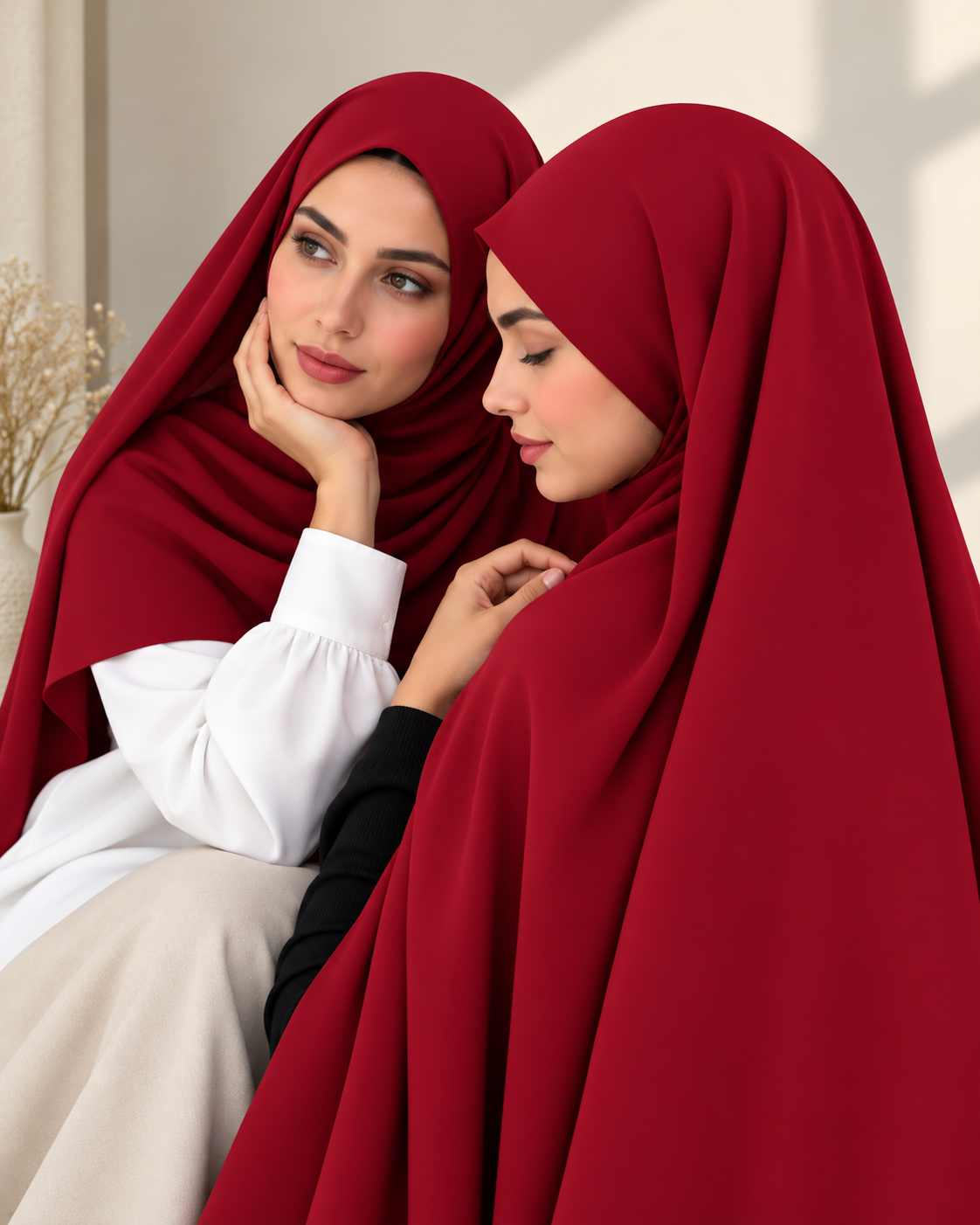Premium Medina Silk Chiffon Hijab  –  Red
