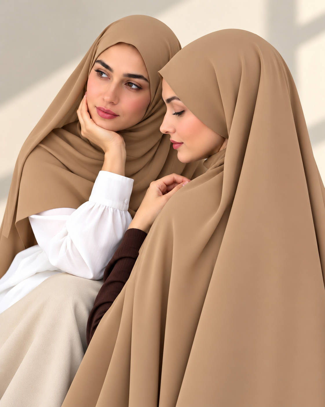 Premium Medina Silk Chiffon Hijab  – Khakhi