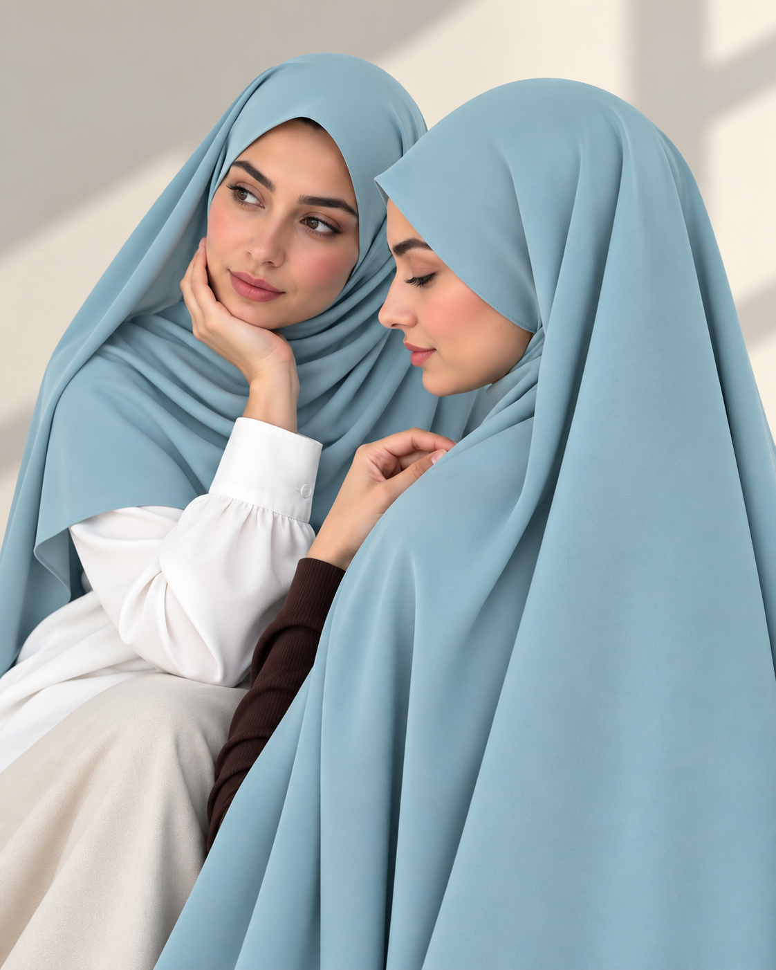 Premium Medina Silk Chiffon Hijab  –  Aqua Blue