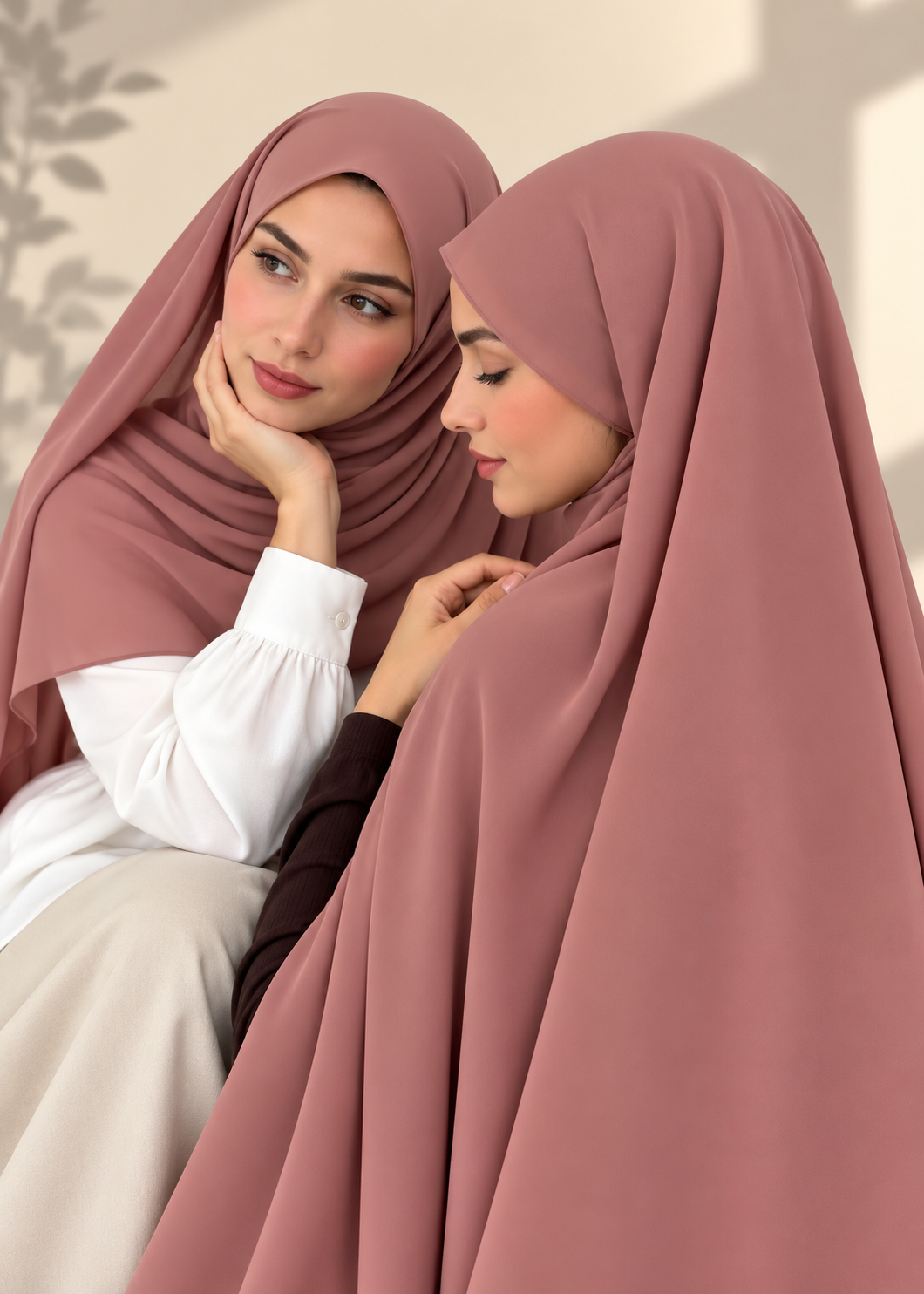Premium Medina Silk Chiffon Hijab - Dusty Rose