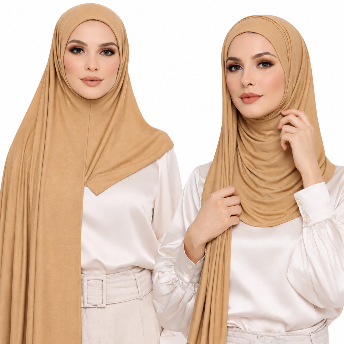 Premium Cotton Jersey Instant Hijab - Gold Shades