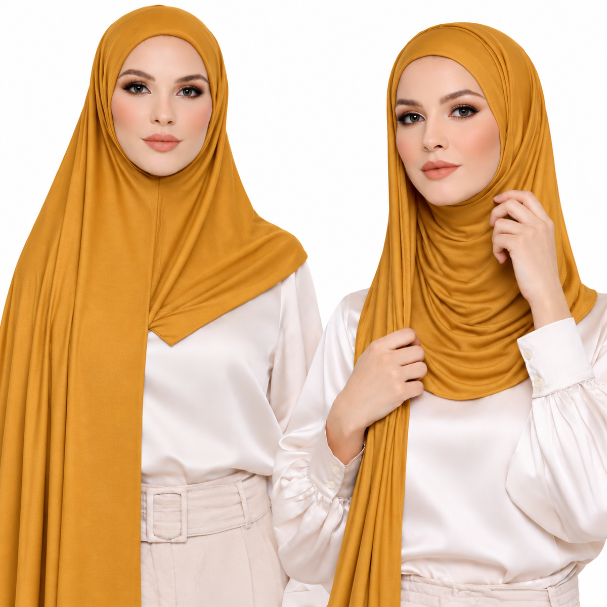 Premium Cotton Jersey Instant Hijab - Gold Shades