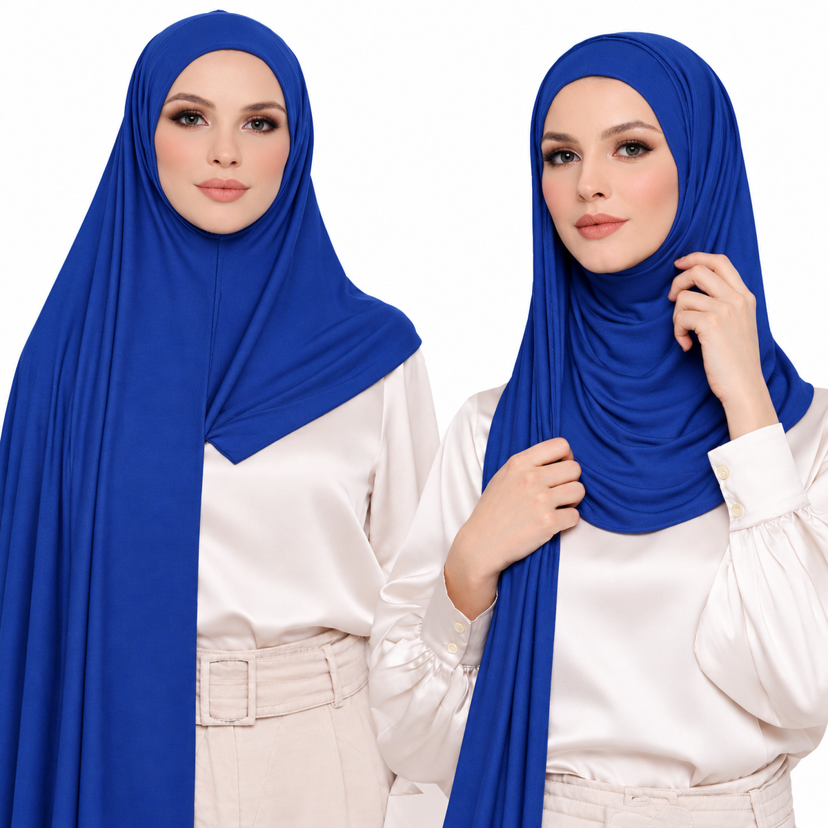 Premium Cotton Jersey Instant Hijab - Blue Shades