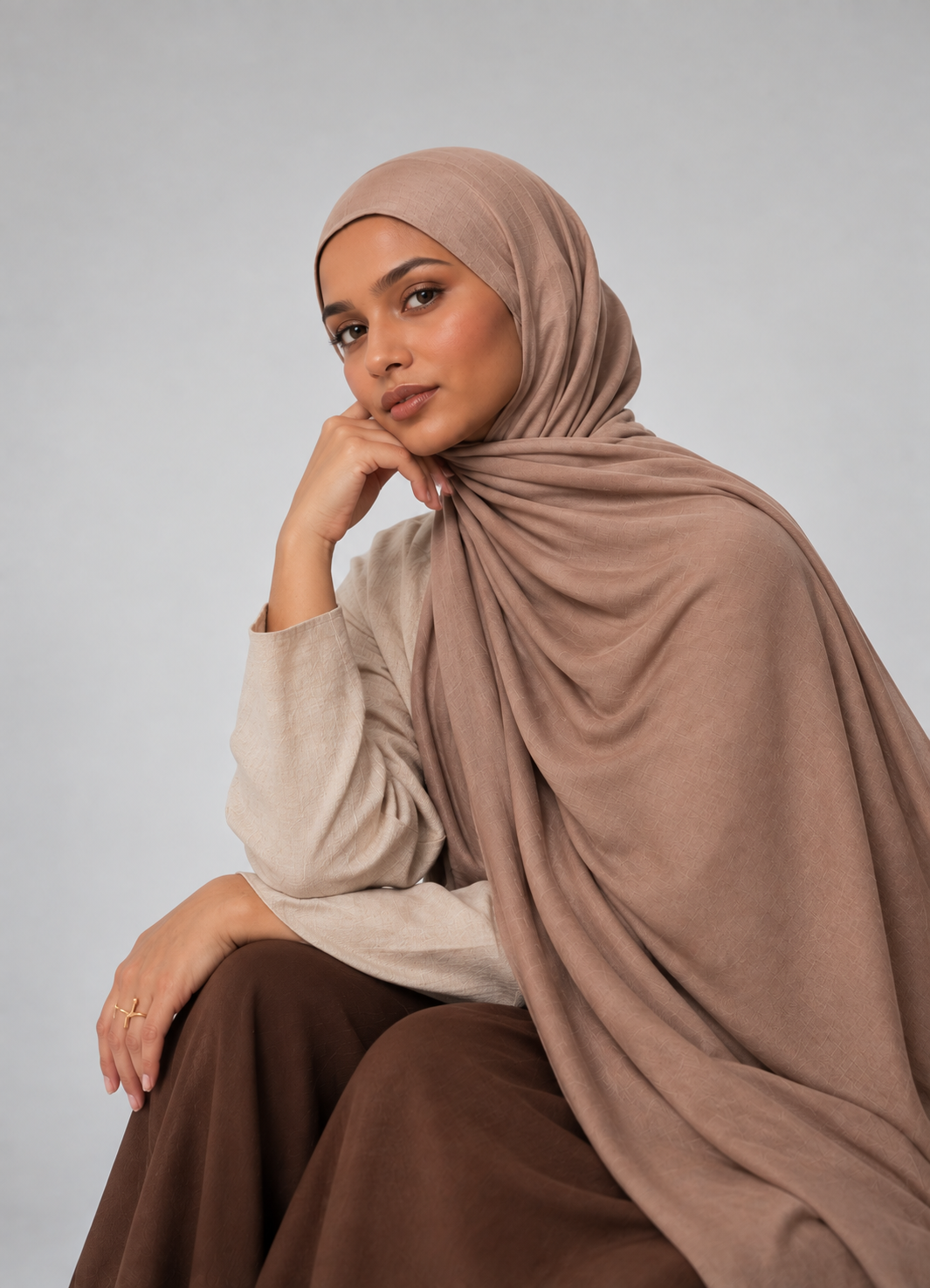 Premium Modal Hijab Set with Matching Undercap – Ash Brown