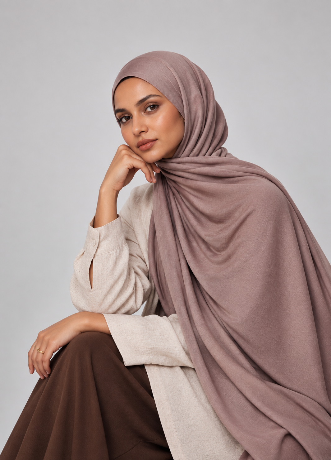 Mauve Taupe Premium Modal Hijab Set