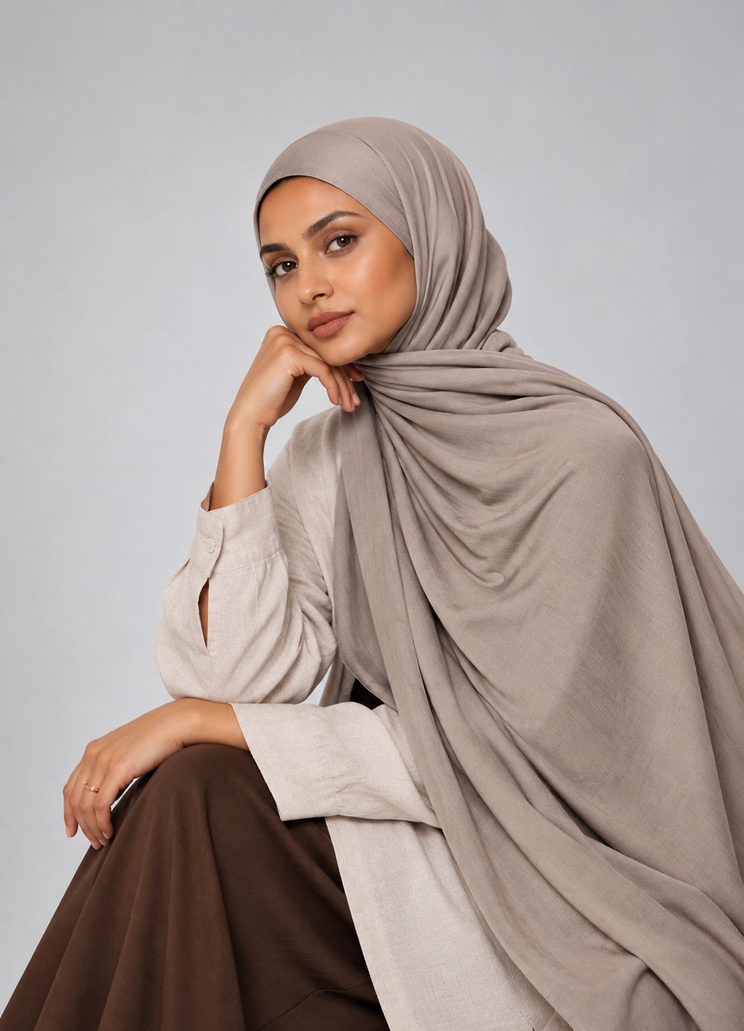 Soft Taupe Premium Modal Hijab Set
