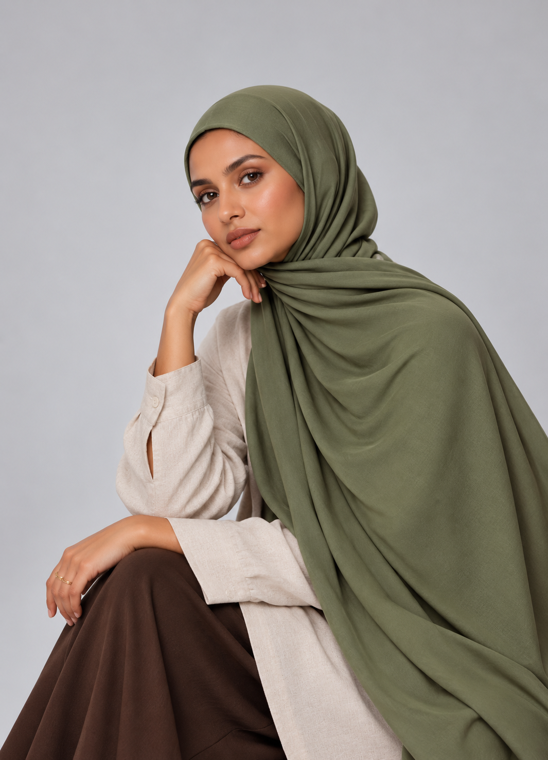 Sage Olive Premium Modal Hijab Set