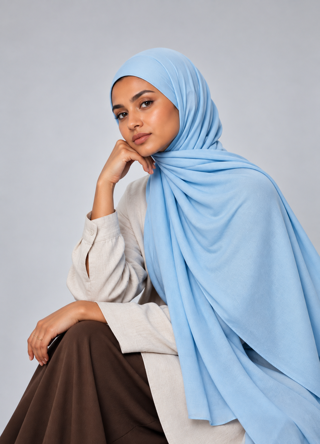 Powder Blue Premium Modal Hijab Set