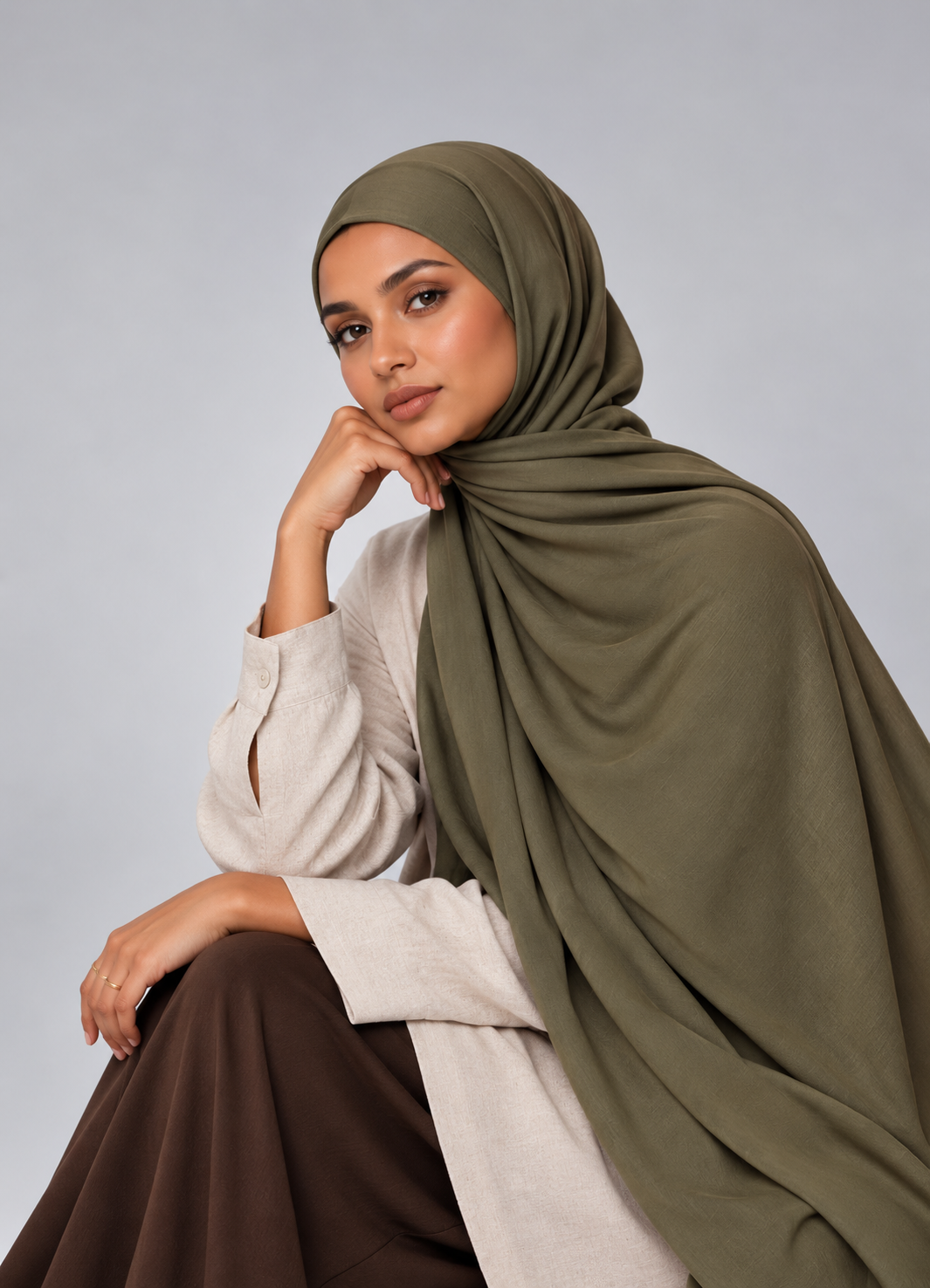 Olive Stone Premium Modal Hijab Set