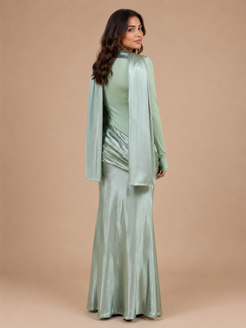 The Valentina Draped Modest Dress - Sage Green
