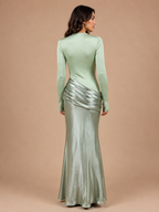 The Valentina Draped Modest Dress - Sage Green