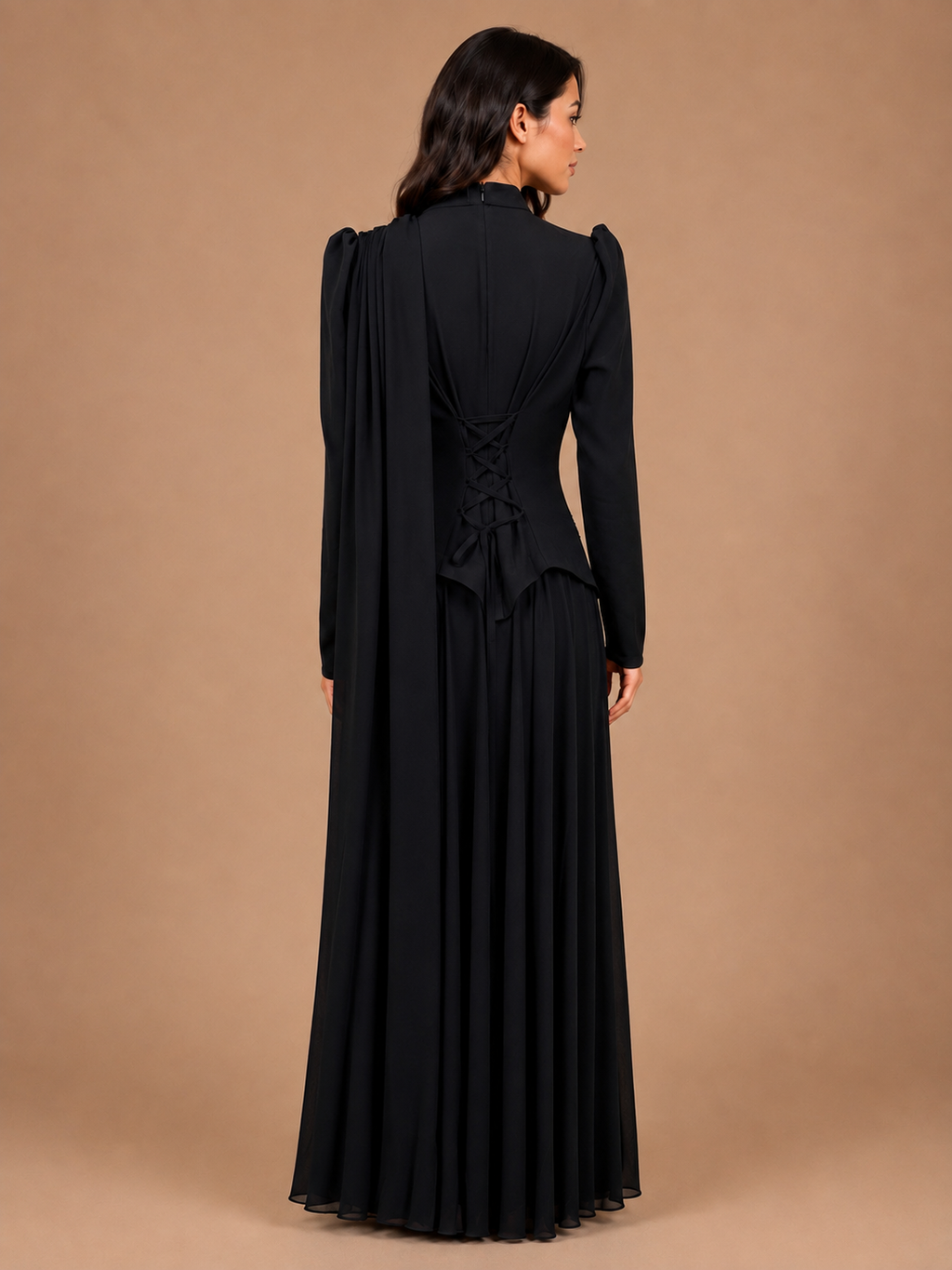 The Elara Embellished Modest Dress - Black