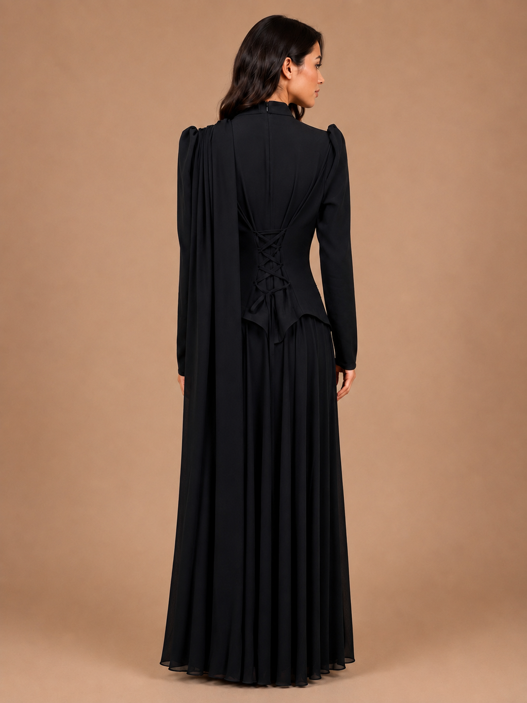 The Elara Embellished Modest Dress - Black
