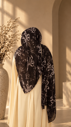 Cocoa Bow Printed Modal Hijab - OG VOL. 01