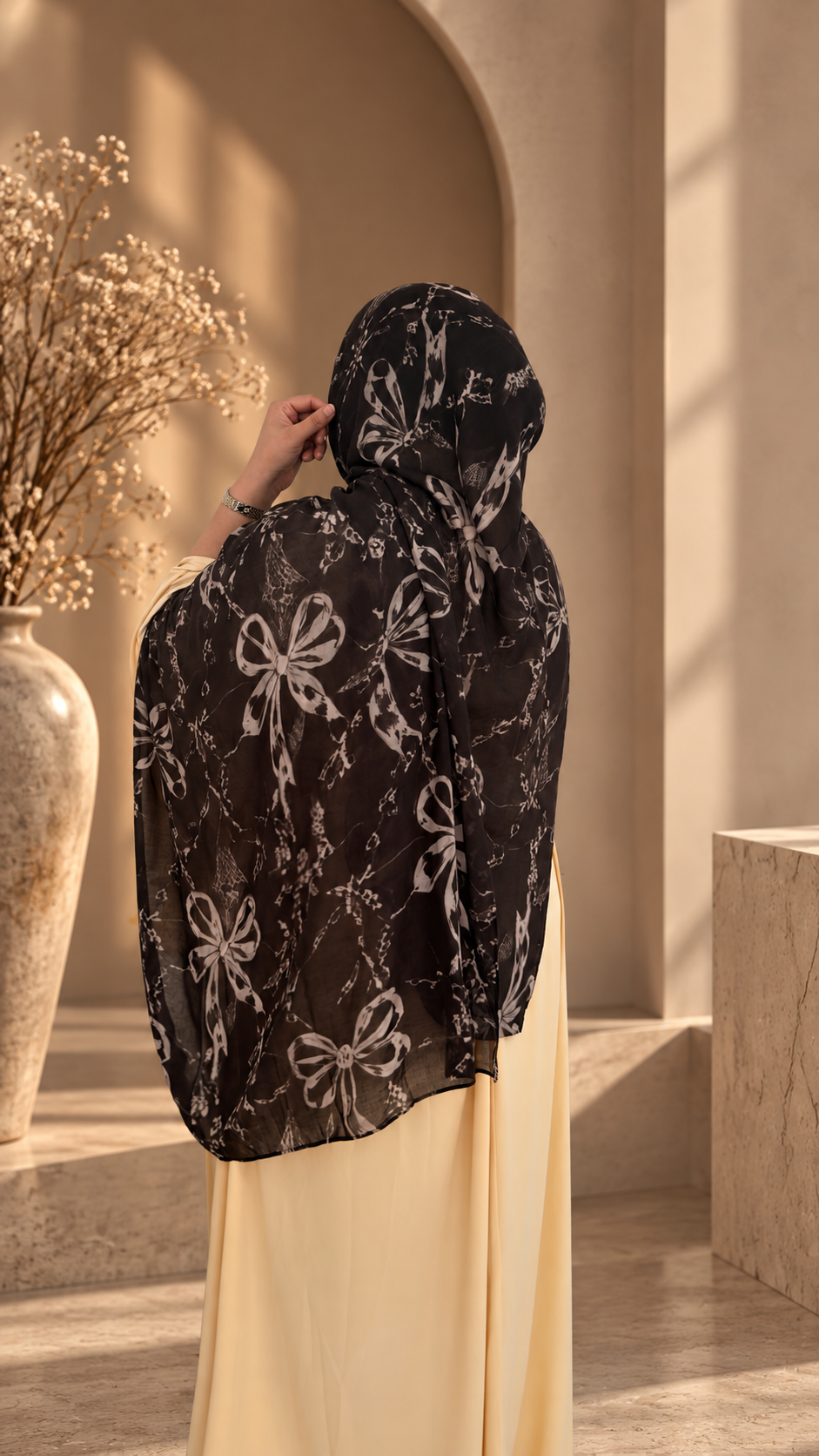 Cocoa Bow Printed Modal Hijab - OG VOL. 01