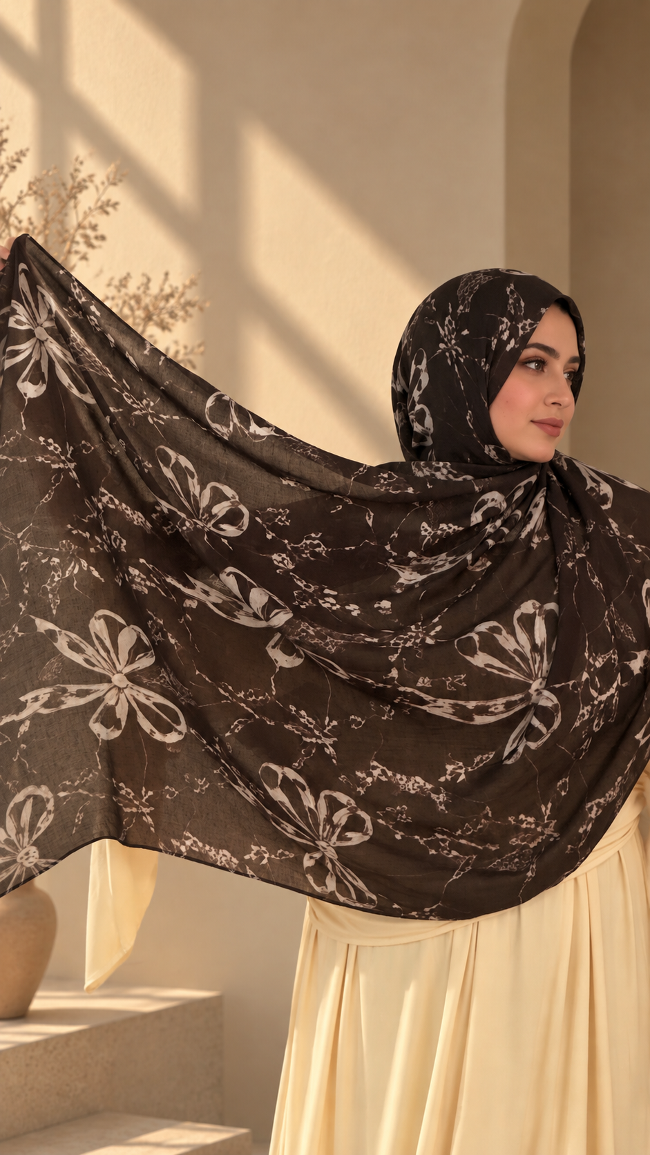 Cocoa Bow Printed Modal Hijab - OG VOL. 01