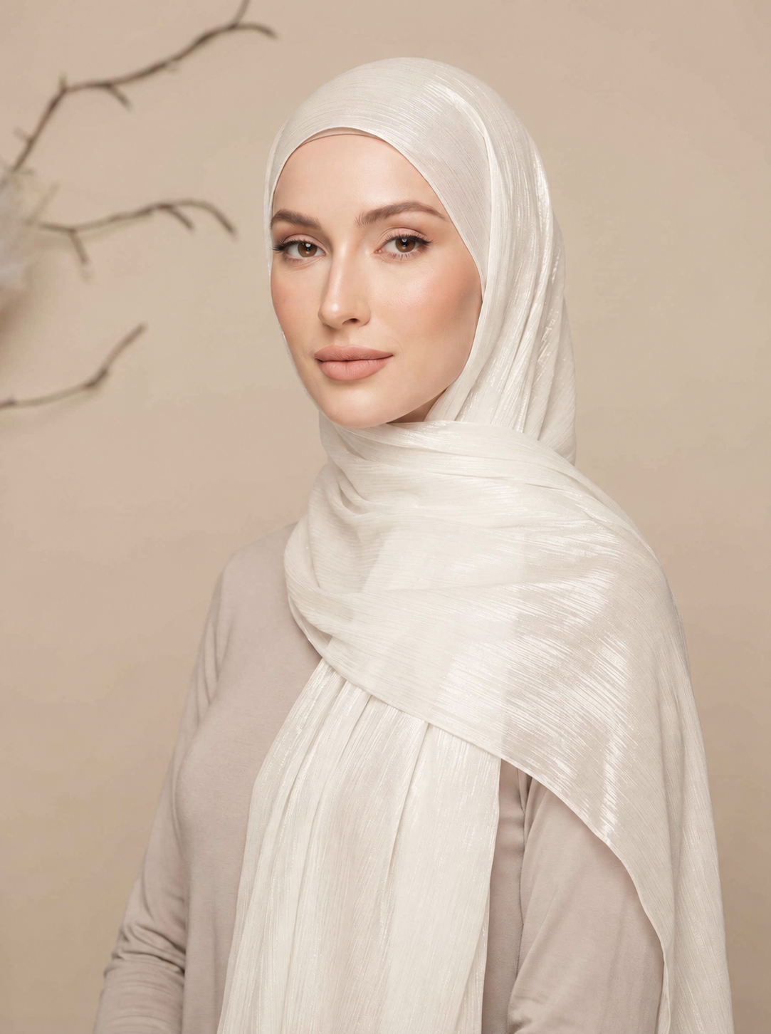 Shimmer Organza Hijab - White