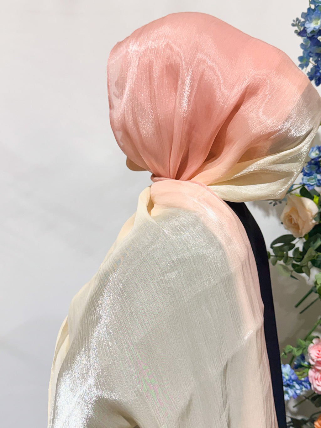 Blush to Cream Gradient Ombre Shimmer Shawl