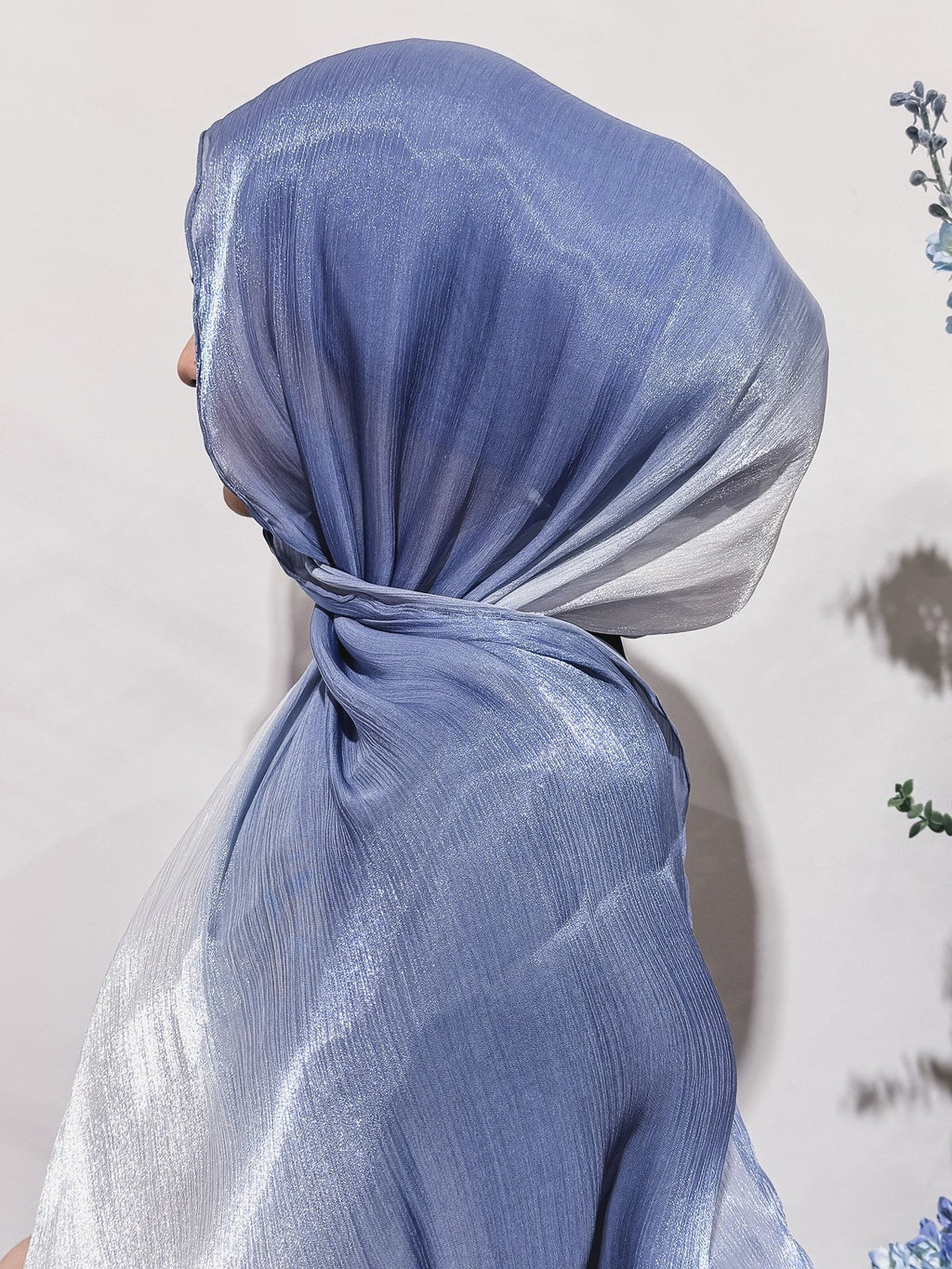 Blue to Silver Gradient Ombre Shimmer Shawl