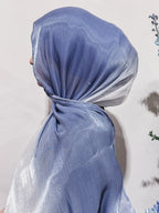 Blue to Silver Gradient Ombre Shimmer Shawl