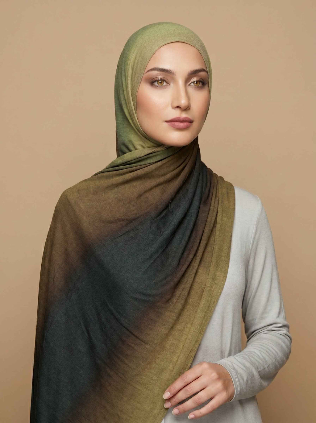 Olive Eclipse Printed Jersey Hijab