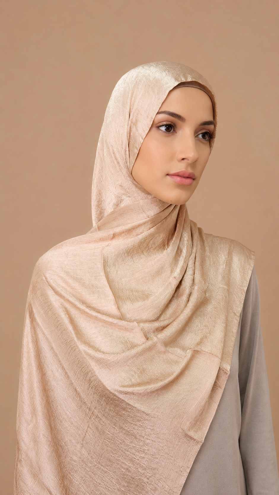 Champagne Pearl Satin Silk Shimmer Hijab