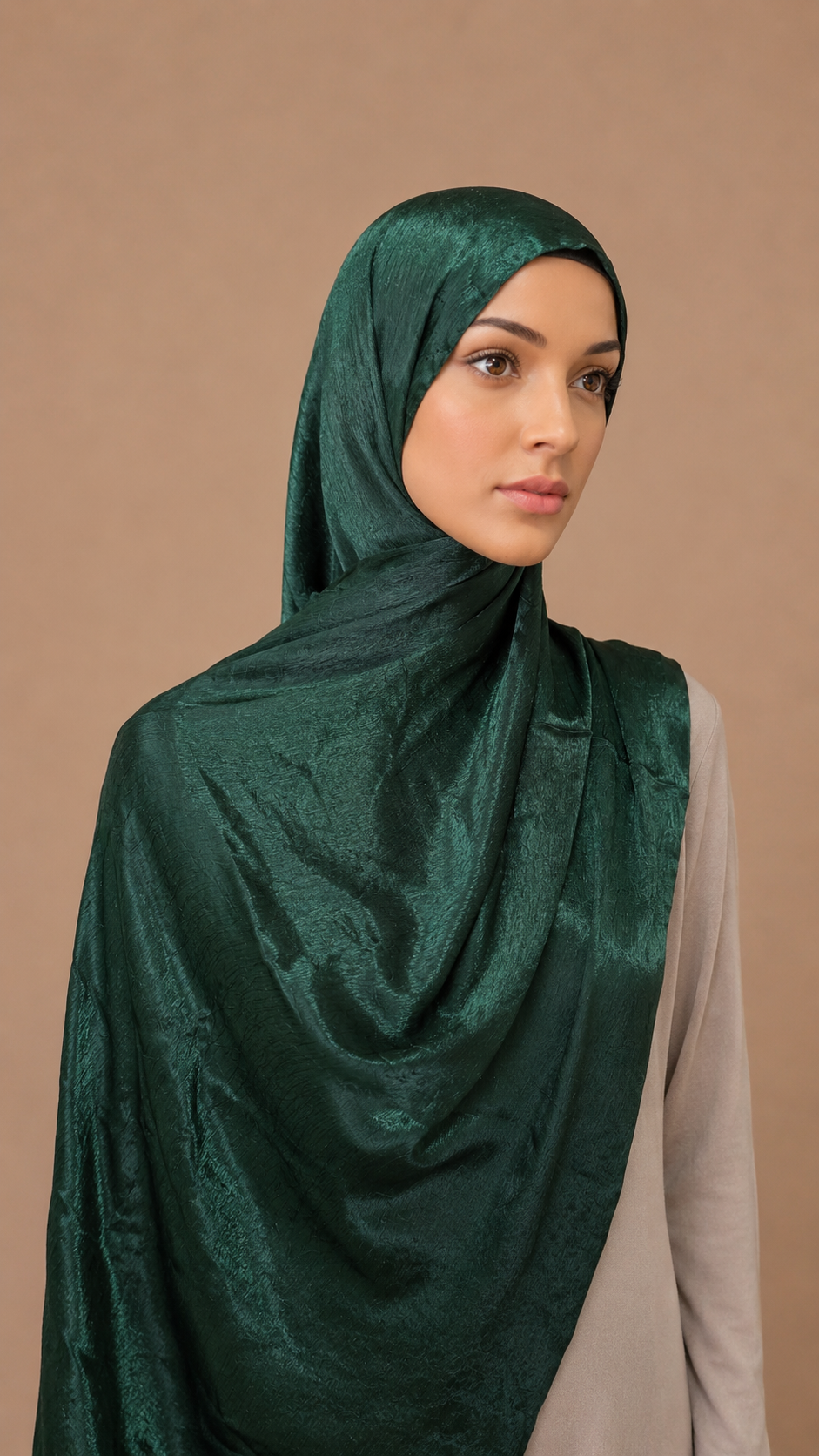 Emerald Green Satin Silk Shimmer Hijab