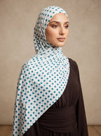 Retro Turquoise Polka Dot Printed Jersey Hijab