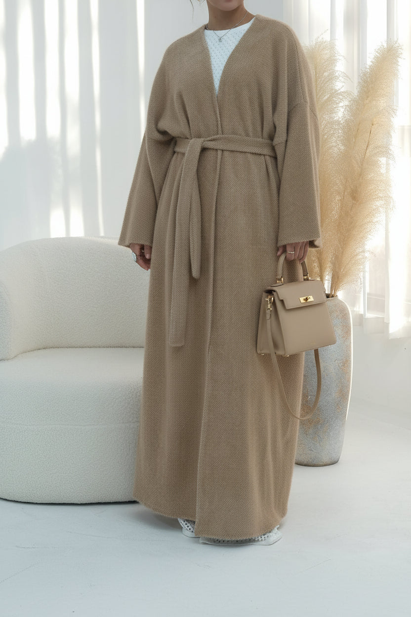 The Waterfall Maxi Coat - Oatmeal Camel