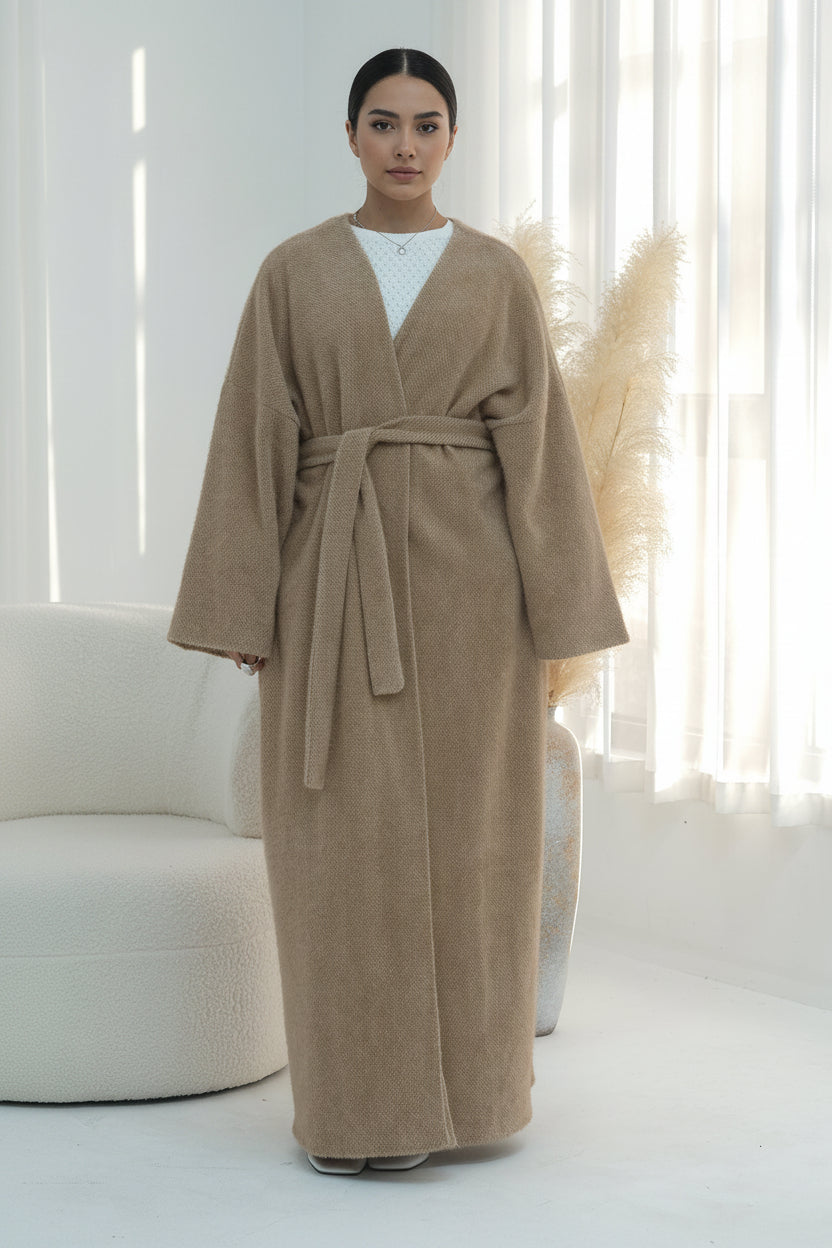 The Waterfall Maxi Coat - Oatmeal Camel