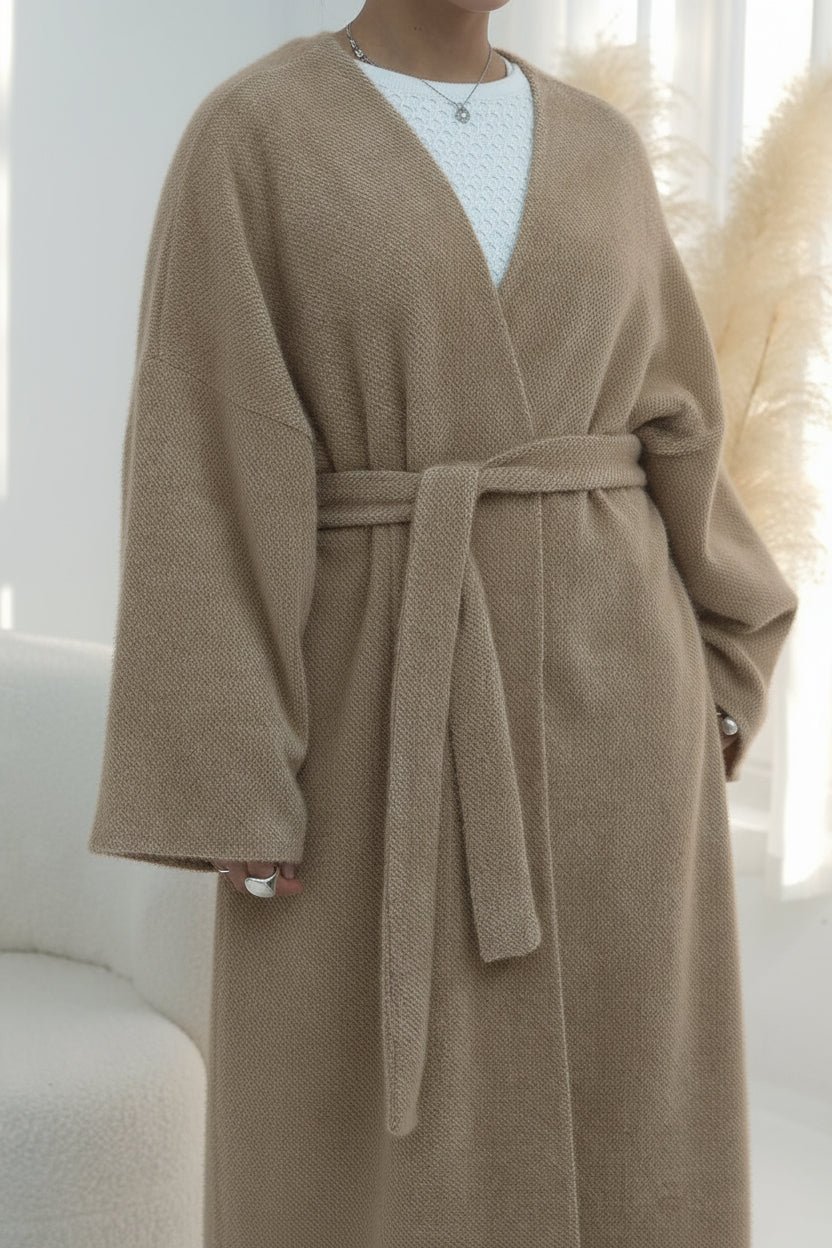 The Waterfall Maxi Coat - Oatmeal Camel