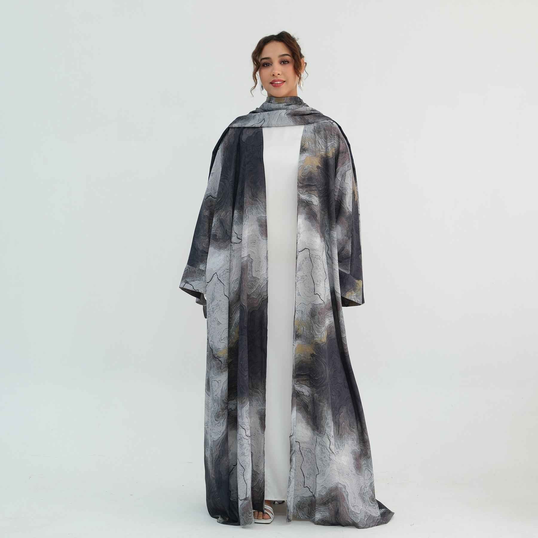 Silver Veil Abaya Set.