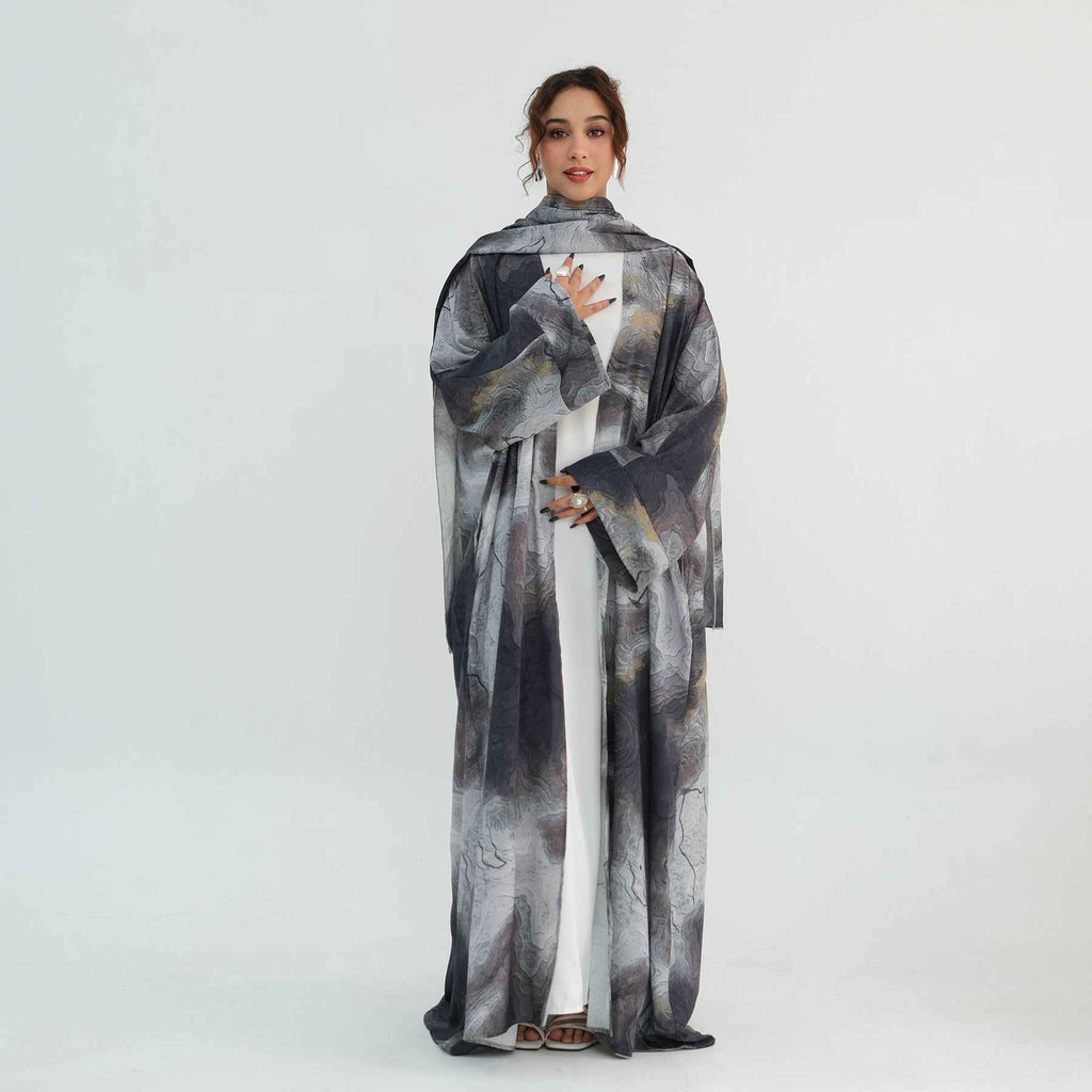 Silver Veil Abaya Set.