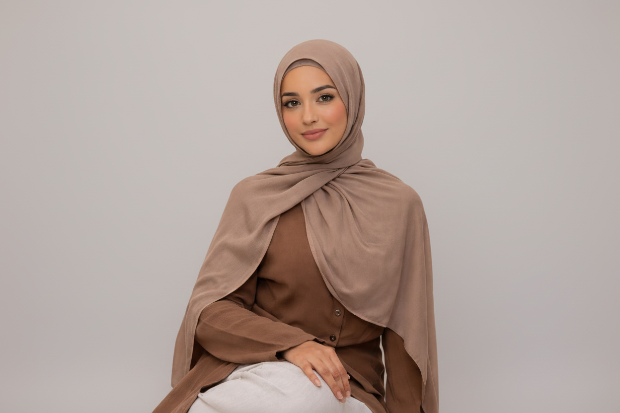 Modal Hijab with Matching Undercap – Premium Set in Ash Brown