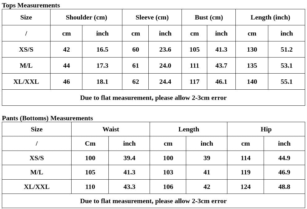 Size Chart