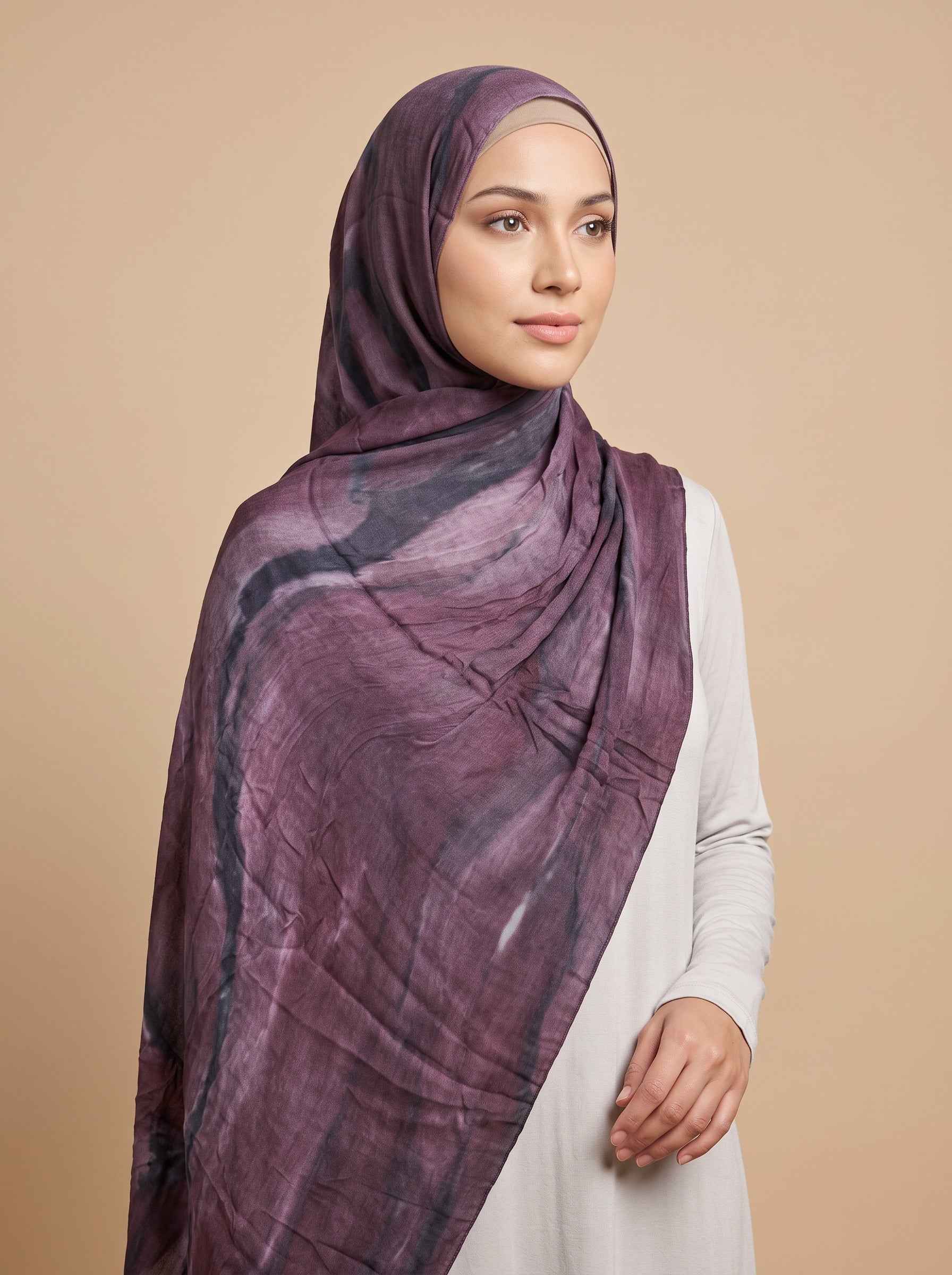 Plum Mist Printed Modal Hijab (Copy)