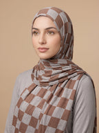 Retro Plaid Printed Modal Hijab
