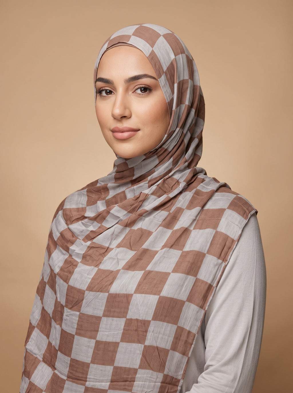 Retro Plaid Printed Modal Hijab
