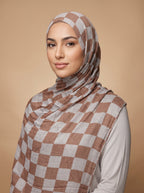 Retro Plaid Printed Modal Hijab