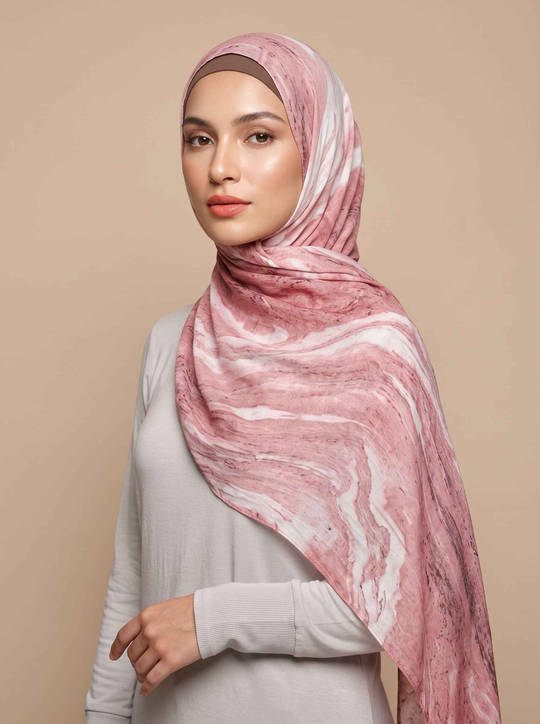 Dreamy Drapes Pink Printed Modal Hijab (Copy)