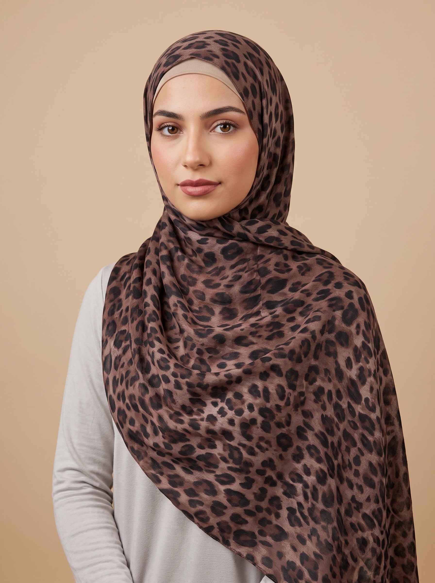 Mocha Leopard Printed Modal Hijab (Copy)